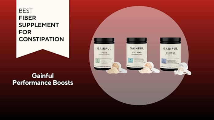 An image of three bottles of Gainful Performance Boosts against a red background.