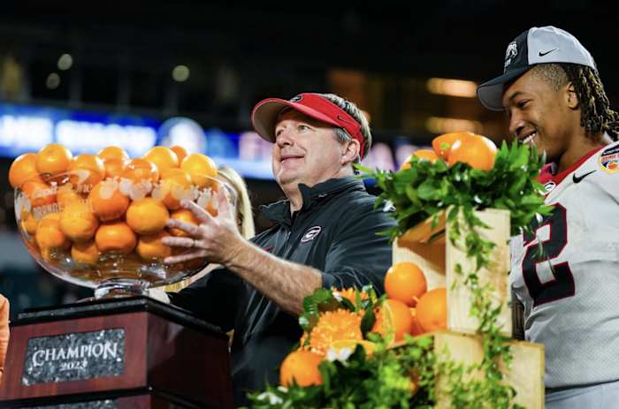 Georgia head coach Kirby Smart after Georgia’s game against Florida State in the 90th Capital One Orange Bowl at Hard Rock Stadium in Miami Gardens, Fla., on Saturday, Dec. 30, 2023. (Tony Walsh/UGAAA)