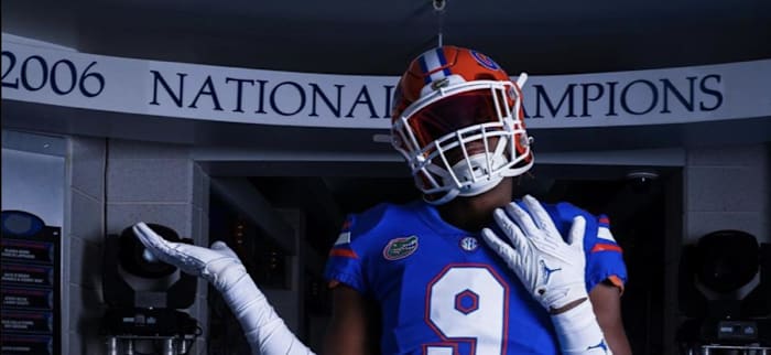 2025 4-star EDGE Isaiah Gibson during an unofficial visit to Florida. (Photo courtesy of Isaiah Gibson)