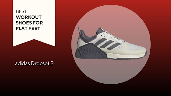 Adidas dropset 2 shoe on red background