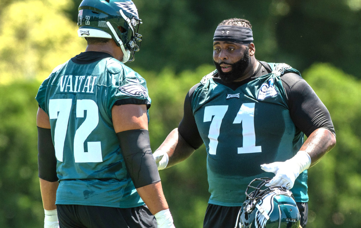 Peters (71) will be returning to the starting spot where Vaitai so ably filled in after the All-Pro went down in midseason last year.
