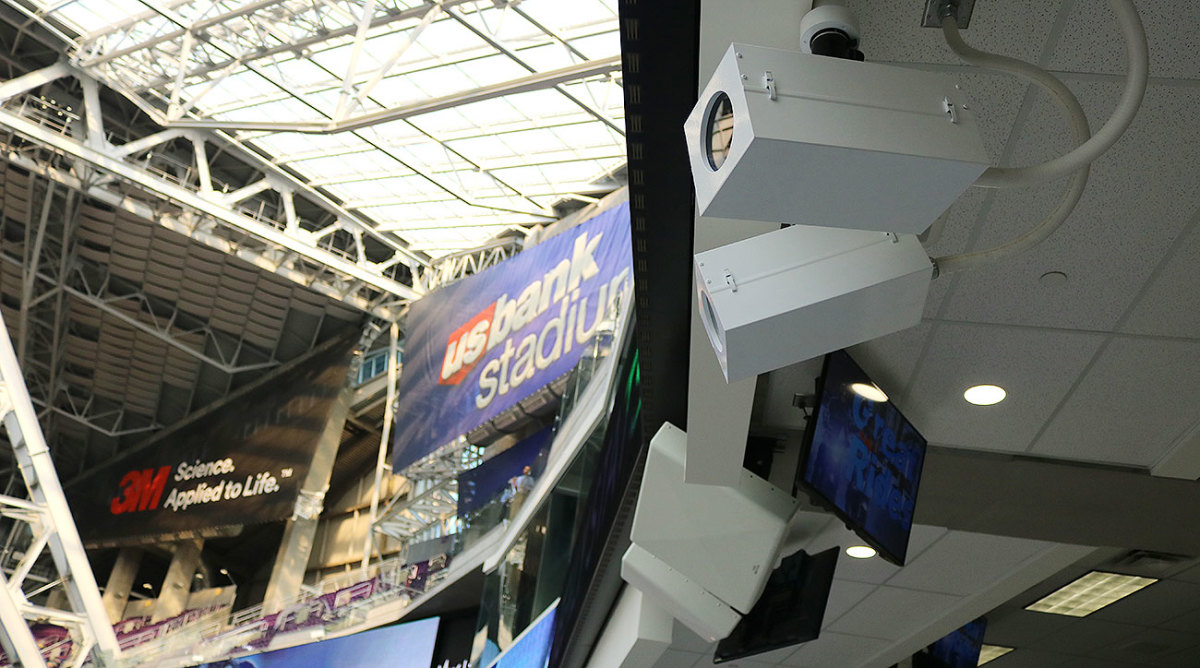Cameras, like these mounted at U.S. Bank Stadium, capture the action on the field for freeD.