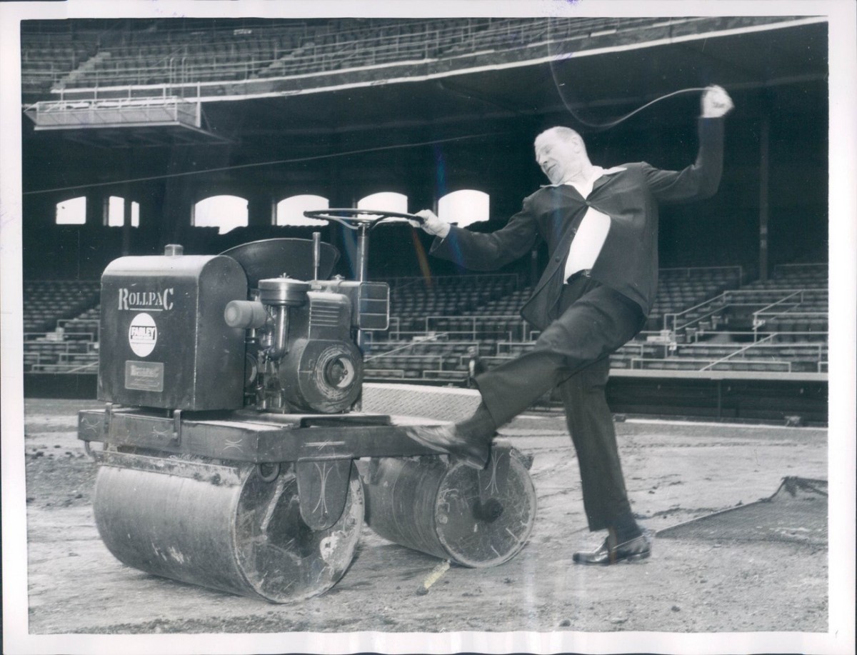 While the White Sox were prepping for Detroit, Bill Veeck was helping the grounds crew back in Chicago.