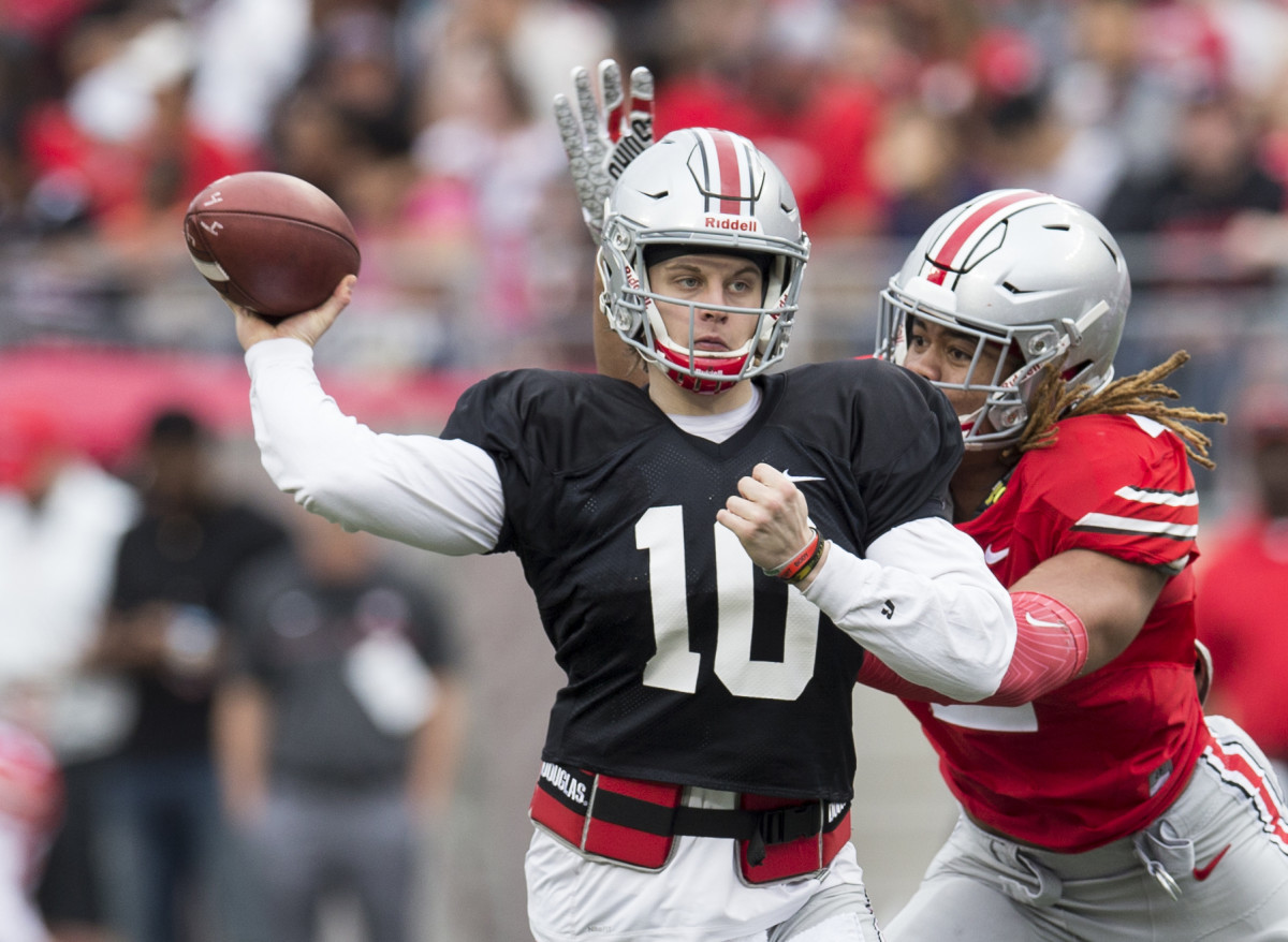 Chase Young tackles Joe Burrow spring game