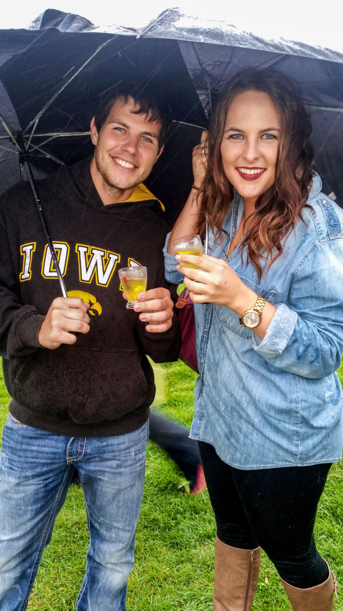 Zac and Ali, who in 2016 visited Zac's football cathedral in Green Bay.