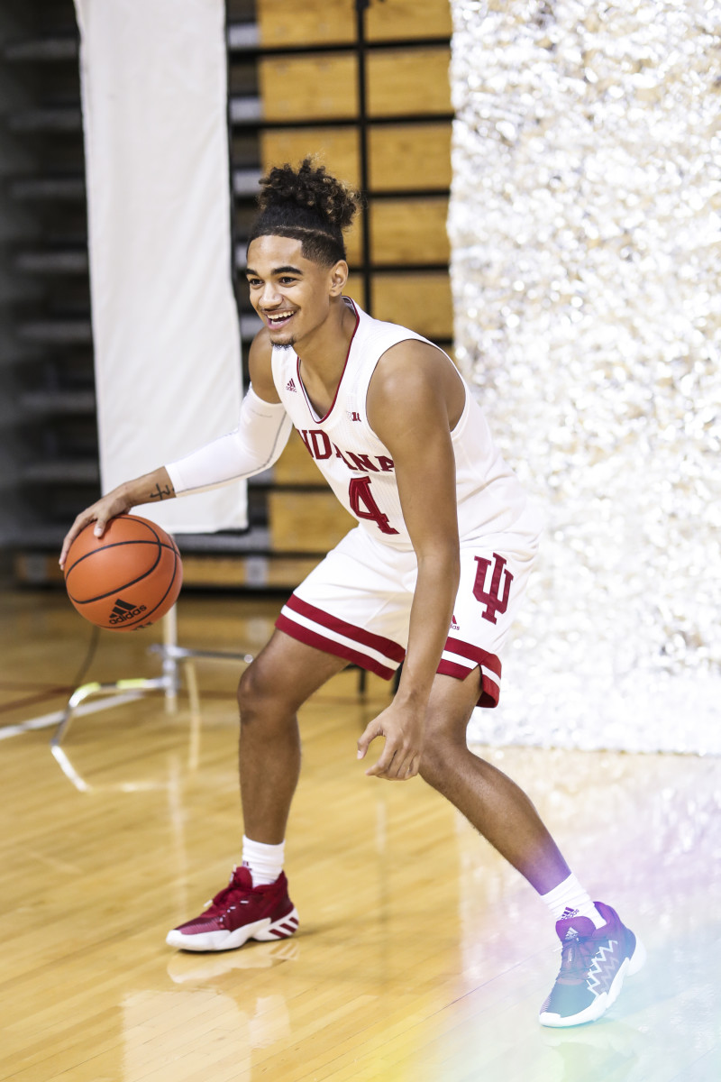 Khristian Lander at Indiana's media on Oct. 13.