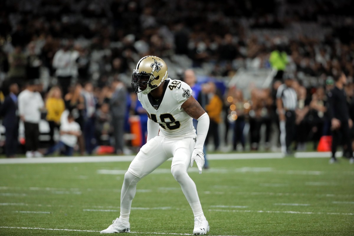 Jan 5, 2020; New Orleans, Louisiana, USA; Saints defensive back J.T. Gray (48) before kickoff of a NFC Wild Card playoff football game against the Minnesota Vikings at the Mercedes-Benz Superdome. Mandatory Credit: Derick Hingle-USA TODAY 