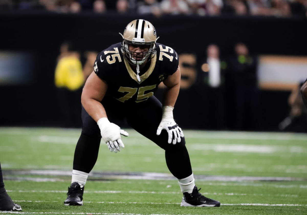 New Orleans Saints offensive guard Andrus Peat (75). Mandatory Credit: Derick E. Hingle-USA TODAY Sports