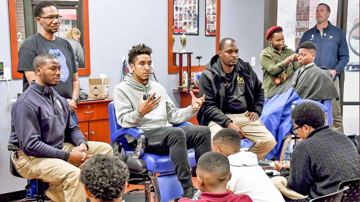 Brogdon began a Tuesday Talks With Malcolm series, meeting with and mentoring at-risk kids in a local barbershop.
