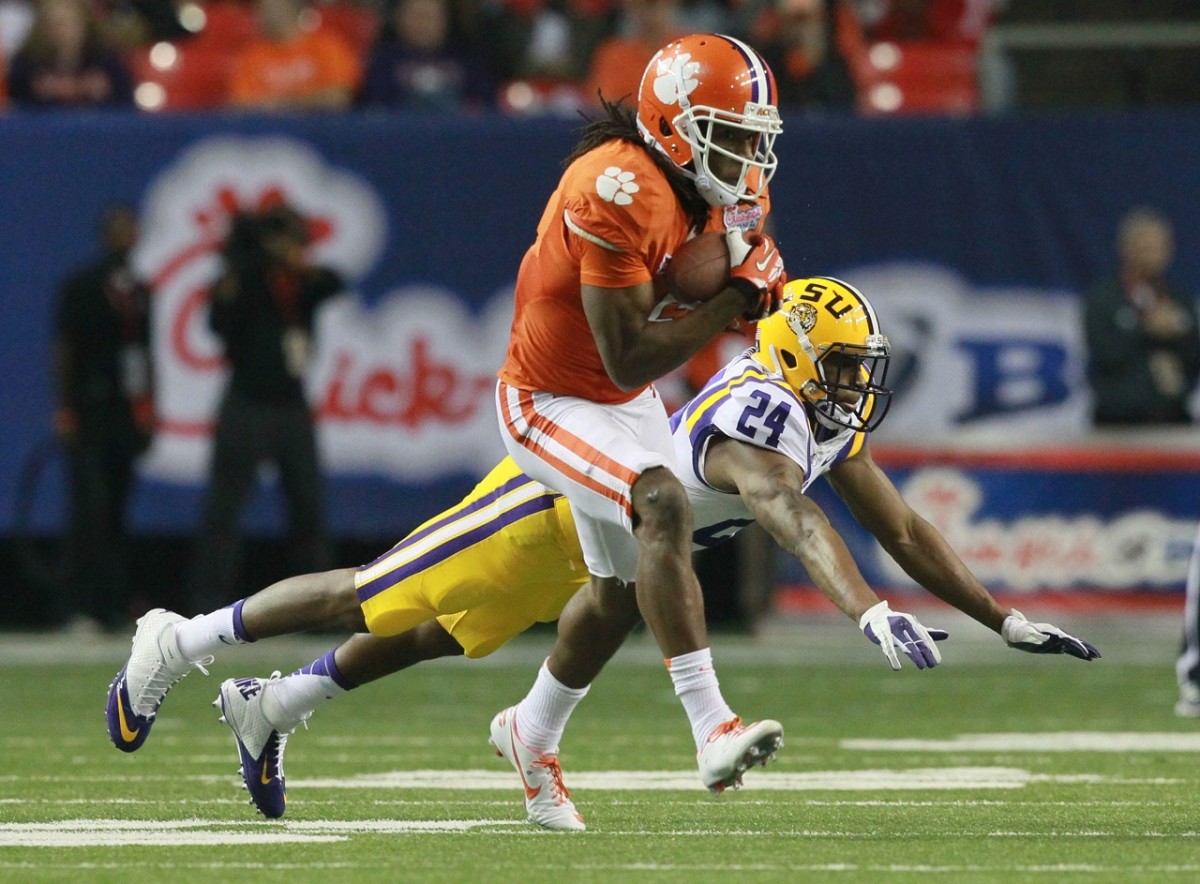 Deandre Hopkins catches a pass for a first down in the fourth quarter of Clemson's 2012 Chick-Fil-A Bowl win over LSU. 