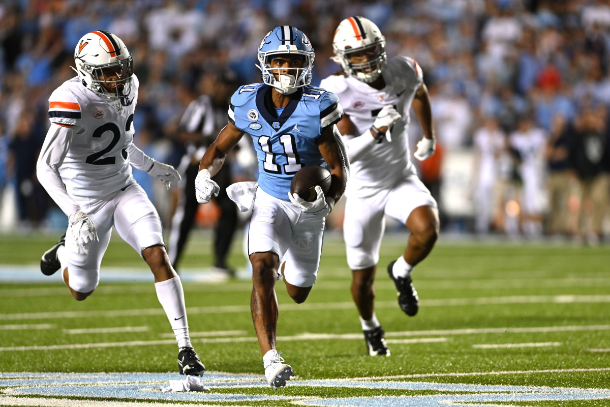 Josh Downs has been a dangerous target for Sam Howell in UNC's high-powered offense. 
