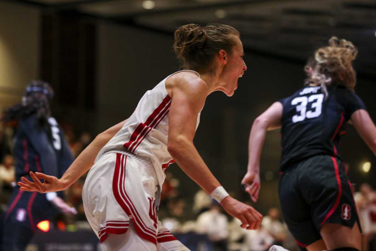 Indiana guard Ali Patberg gets into the game at the Baha Mar Pink Flamingo Classic in Nassau, Bahamas.