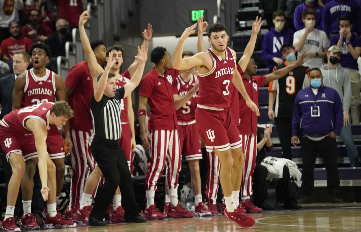Anthony Leal reacts to a play at Northwestern.
