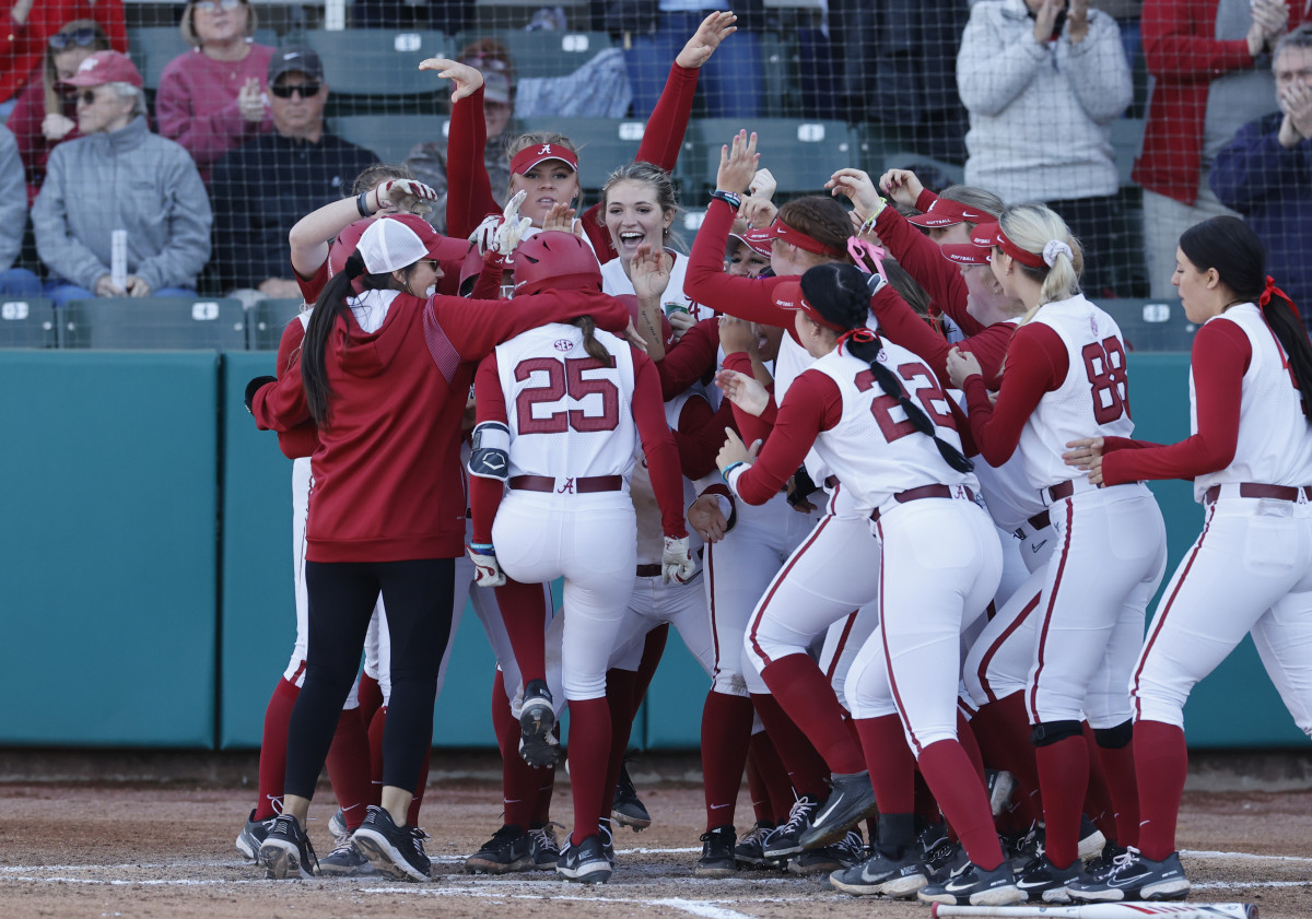Celebration after Jordan Stephen's walk-off home run against Middle Tennessee