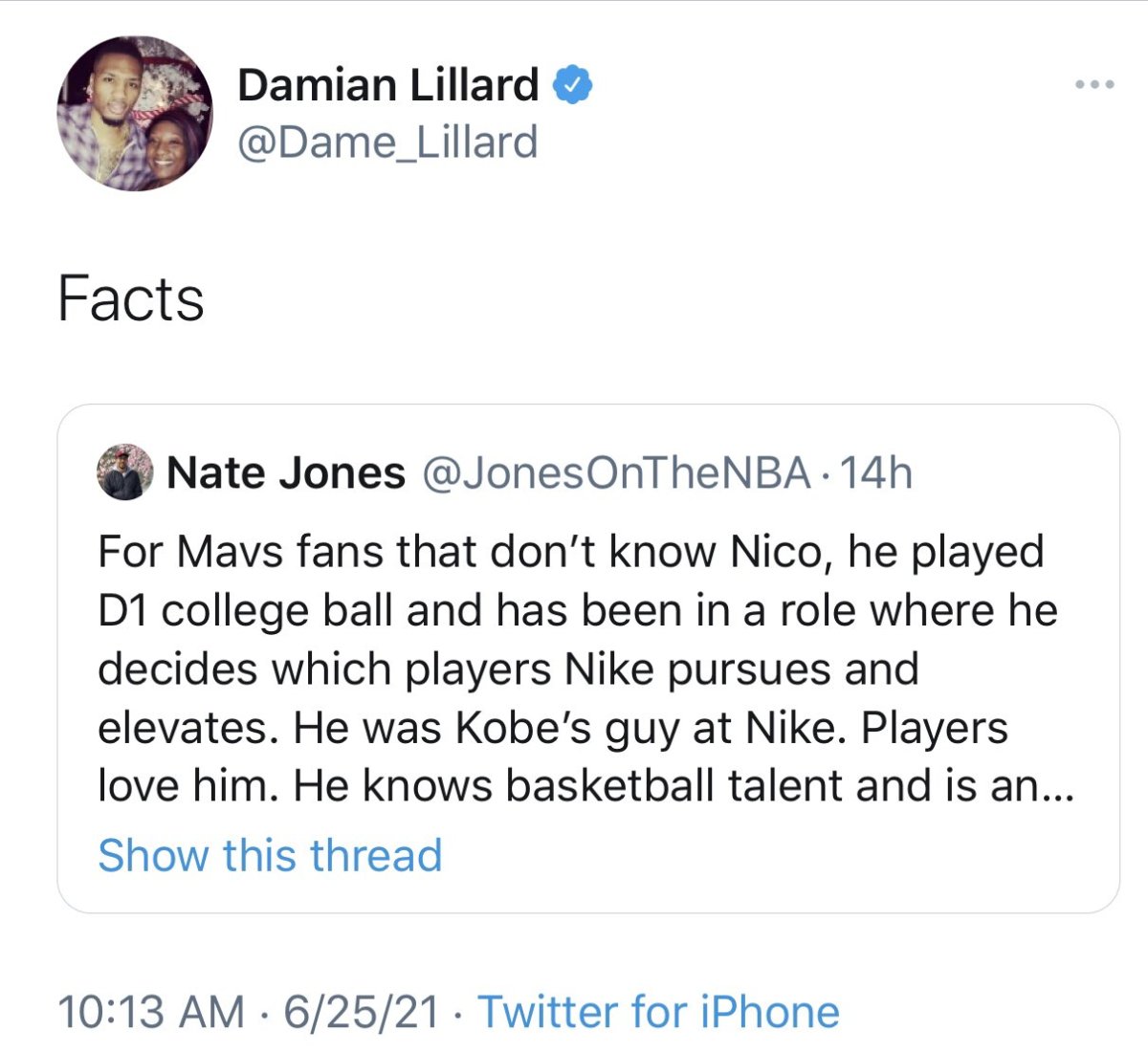 Dame Nico tweet