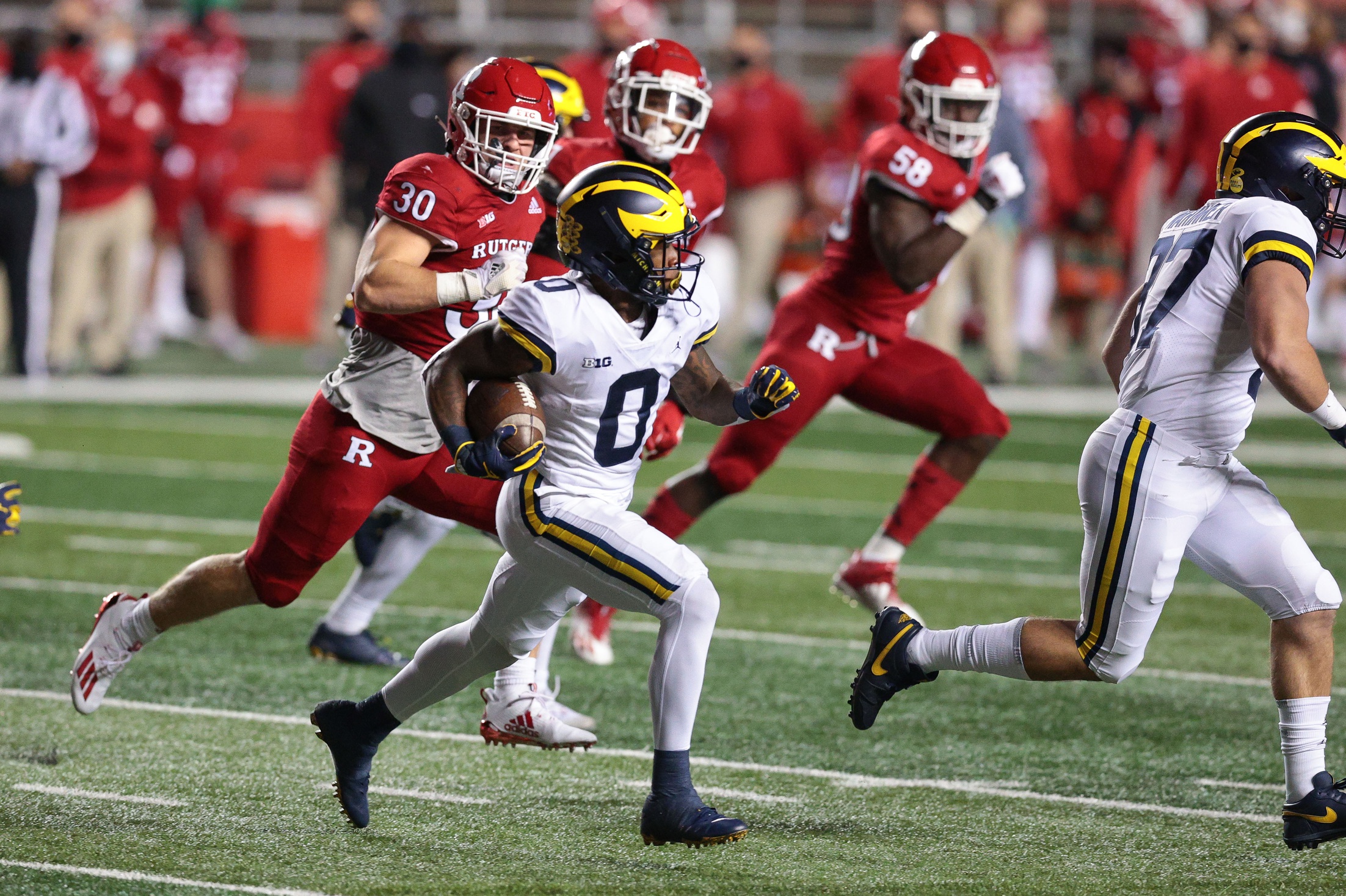 Giles Jackson goes 95 yards to score against Rutgers with a kickoff return.