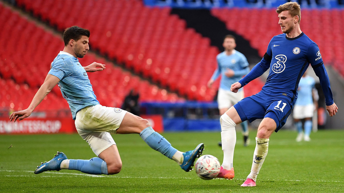 Man City's Ruben Dias and Chelsea's Timo Werner