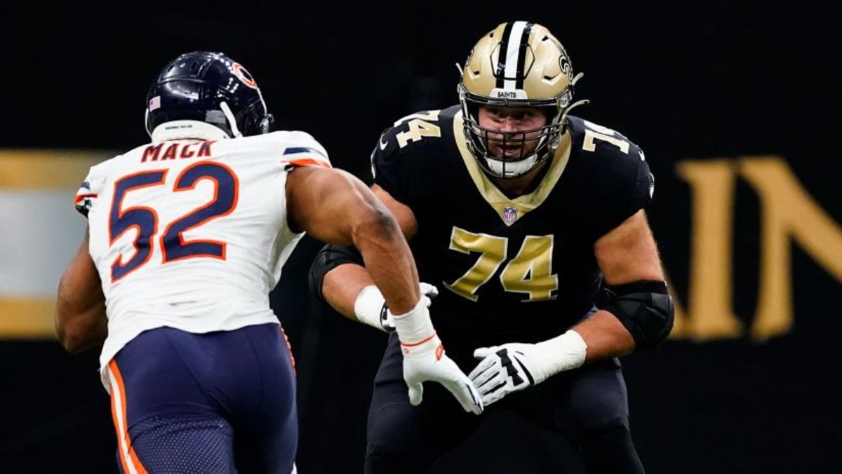 New Orleans Saints offensive lineman James Hurst (74). Credit: neworleanssaints.com 