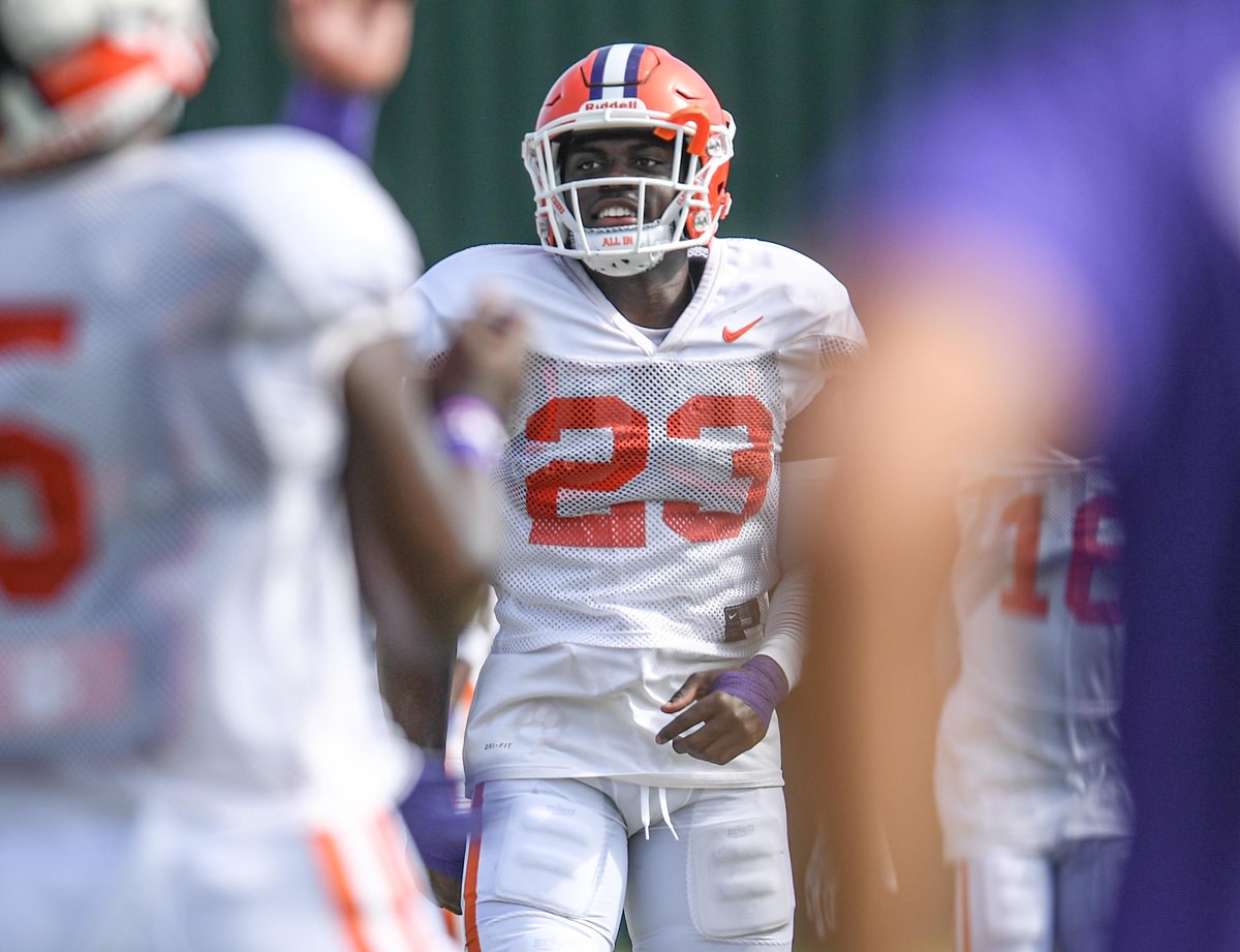 Clemson cornerback Andrew Booth Jr. is seen during practice on Thursday. Clemson Football Practice August 12.