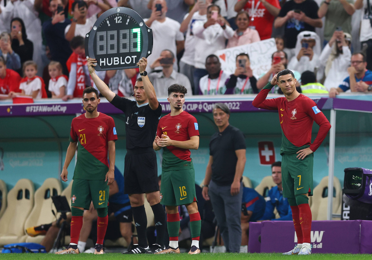 Cristiano Ronaldo comes on vs. Switzerland