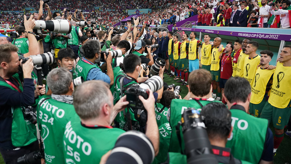 Portugal’s bench during the national anthem