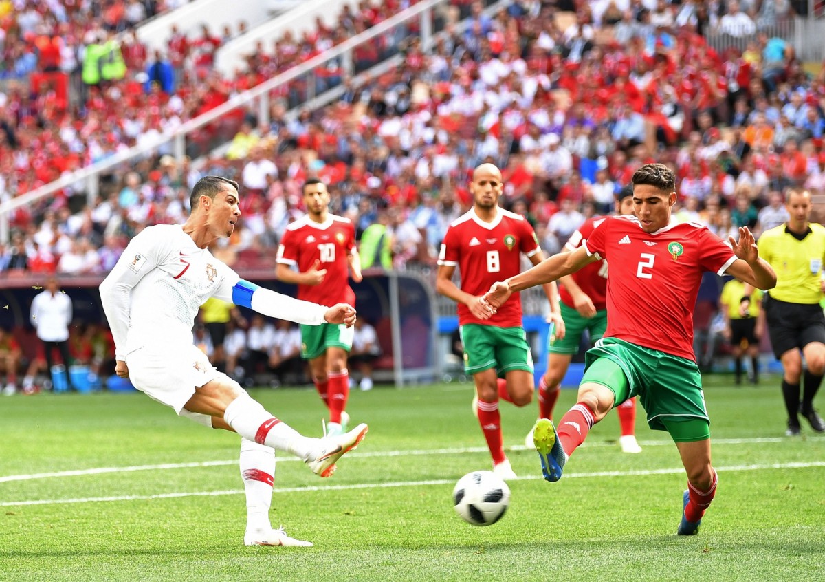 Portugal forward Cristiano Ronaldo, Morocco defender Achraf Hakimi, Group Stage, FIFA World Cup