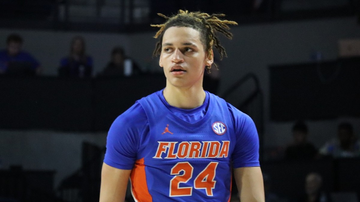 Riley Kugel during the Gators' upset victory over No. 2 Tennessee on Feb. 1.