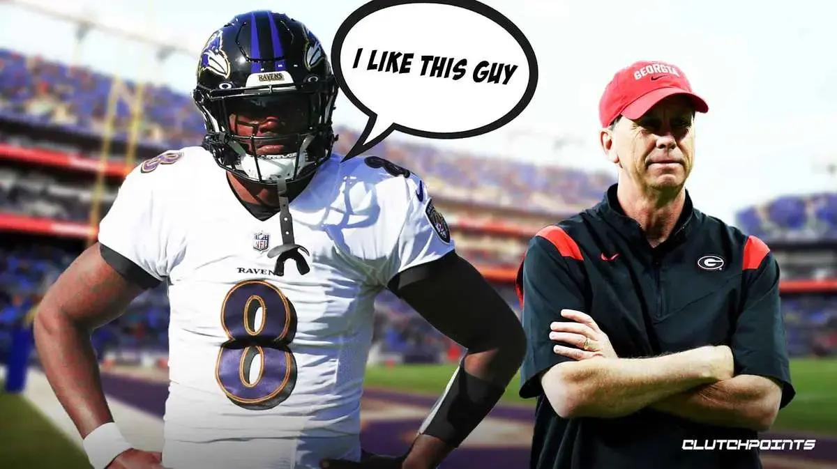 Baltimore Ravens quarterback Lamar Jackson (left) and offensive coordinator Todd Monken (right).