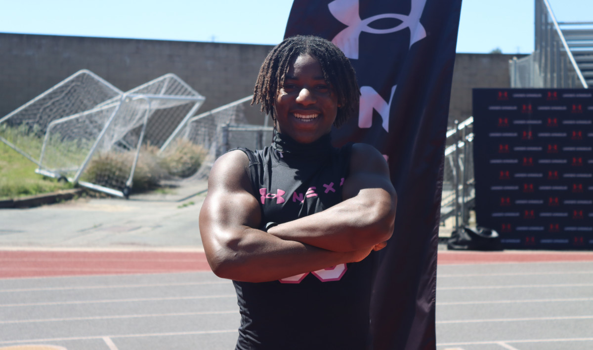 Valley Village (Calif.) Campbell Hall linebacker Kamar Mothudi at the UA Next Football camp in Los Angeles.