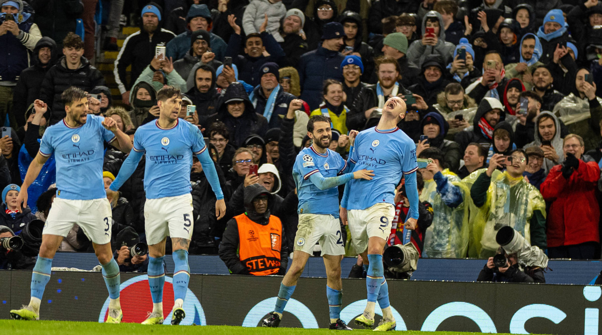 Erling Haaland celebrates with Man City