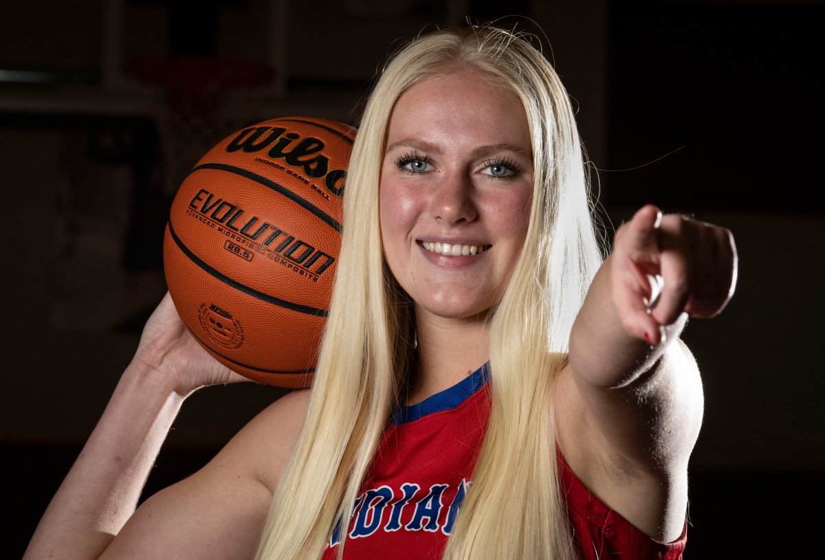 Indian Creek Faith Wiseman (21) poses for a photo on Wednesday, Oct. 19, 2022, at Lawrence Central High School in Indianapolis.