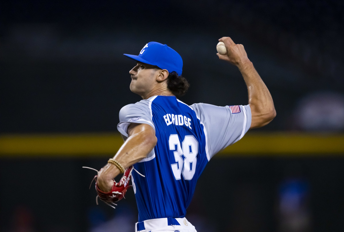 East pitcher Bryce Eldridge during the Perfect Game All-American Classic high school baseball game at Chase Field. (2022)