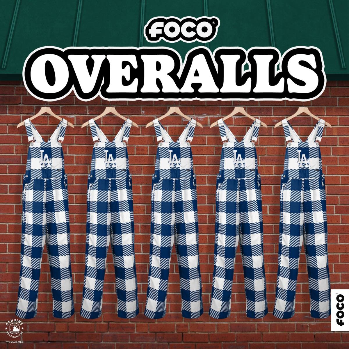 Los Angeles Dodgers Plaid Bib Overalls - $70