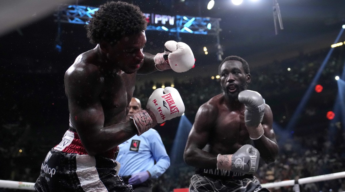 Terence Crawford and Errol Spence boxing.