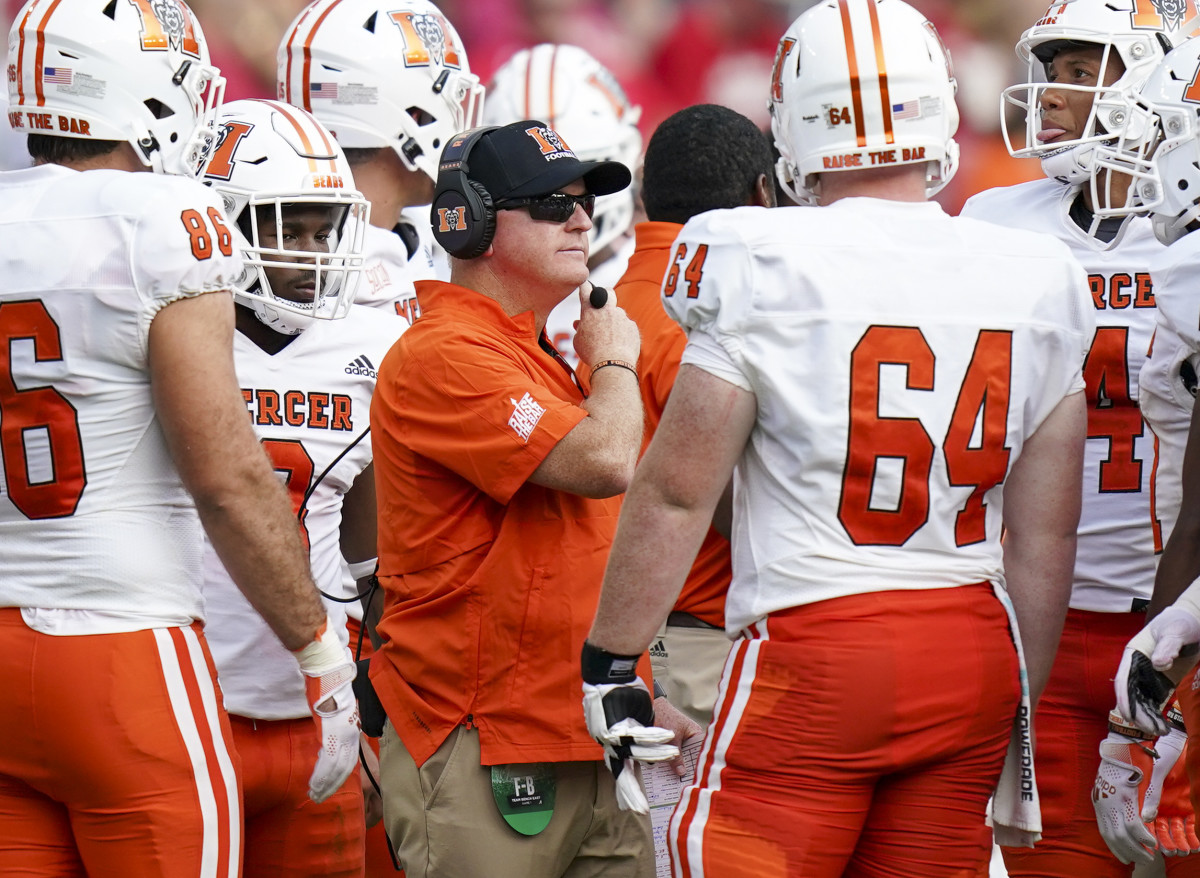 Sep 11, 2021; Tuscaloosa, Alabama, USA; Mercer Bears head coach Drew Cronic at Bryant-Denny Stadium. Mandatory Credit: Marvin Gentry-USA TODAY Sports