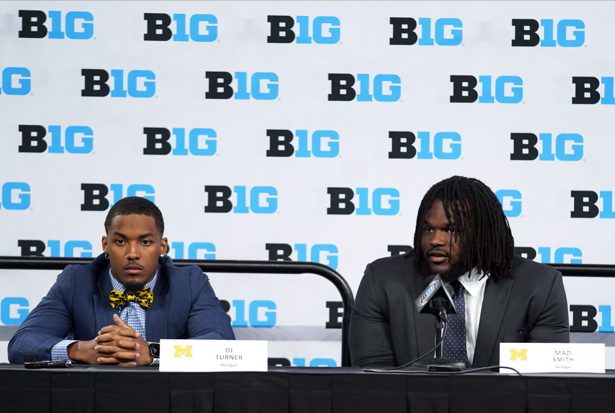 Michigan Wolverines defensive back DJ Turner and defensive tackle Mazi Smith