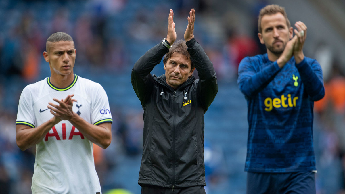 Tottenham’s Richarlison, Antonio Conte and Harry Kane
