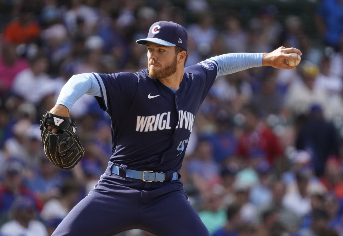 Chicago Cubs relief pitcher Brandon Hughes on the mound at Wrigley Field. 