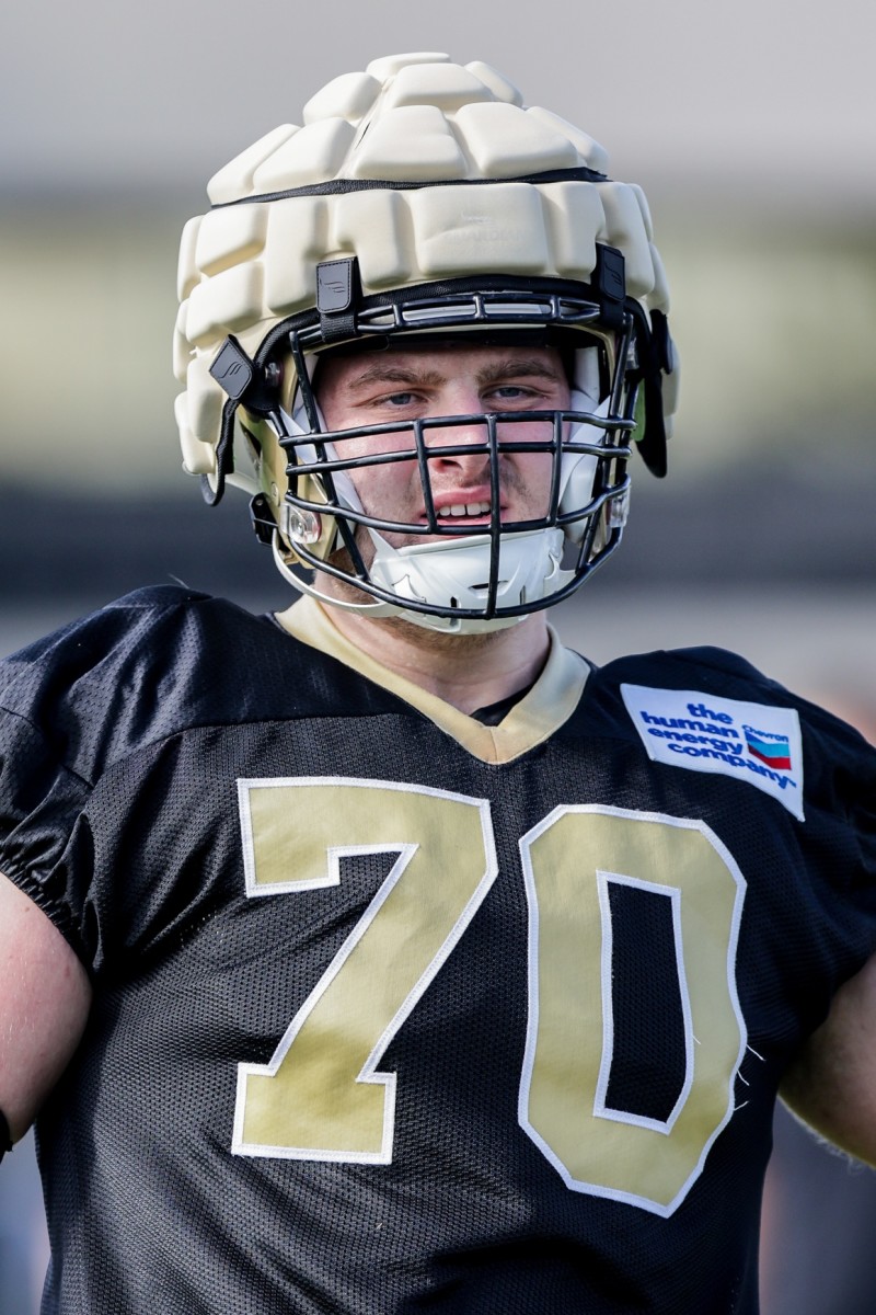 New Orleans Saints offensive tackle Trevor Penning (70) during training camp at Ochsner Sports Performance Center. Mandatory Credit: Stephen Lew-USA TODAY Sports