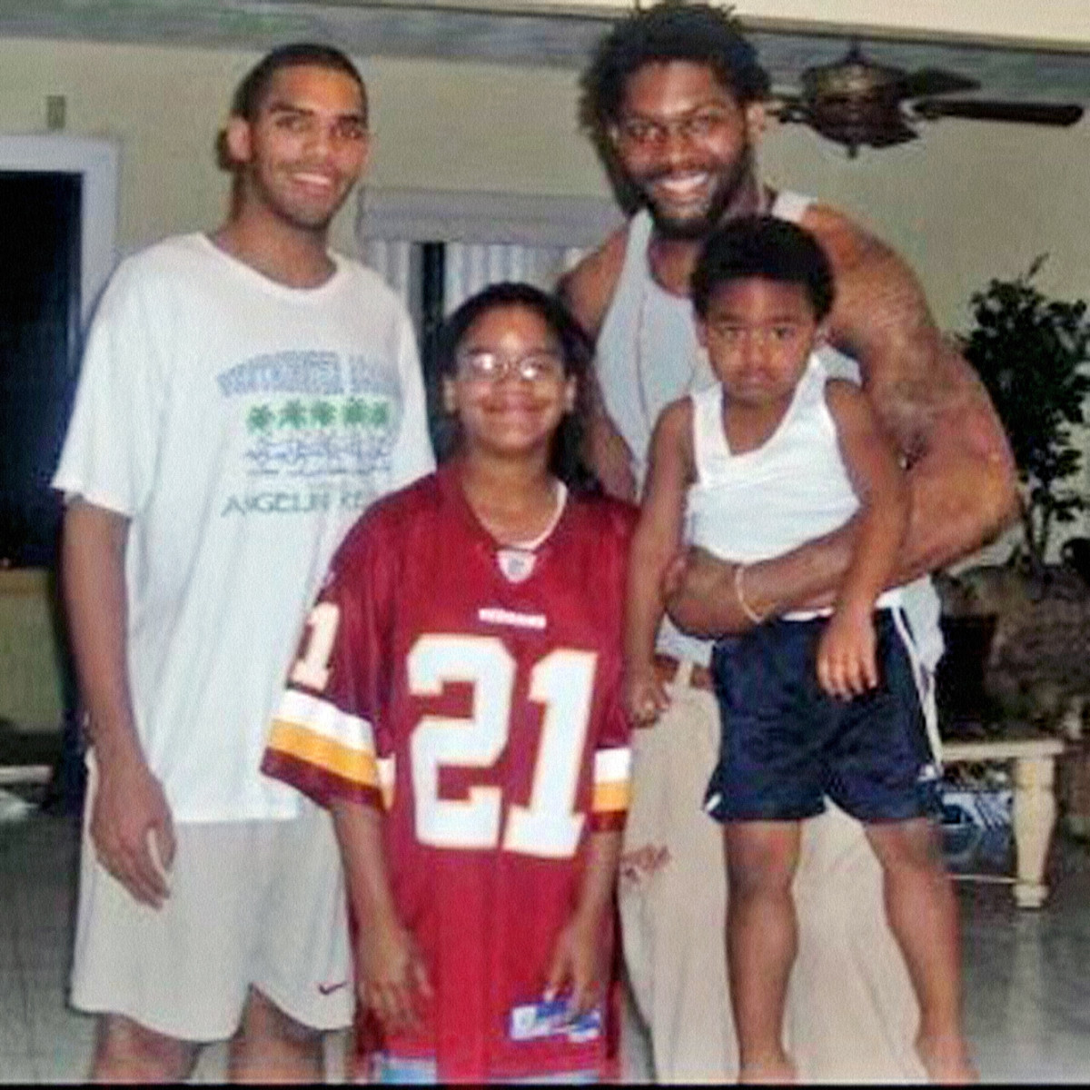 Off the field, Sean was happy to clutch onto Gabriel like he did one of his fumble return touchdowns.