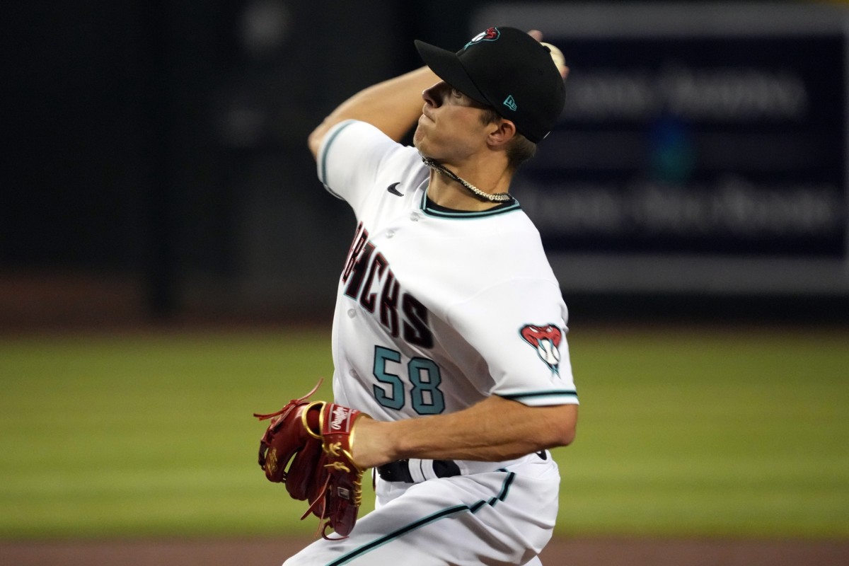 Drey Jameson throws a pitch against the San Diego Padres.