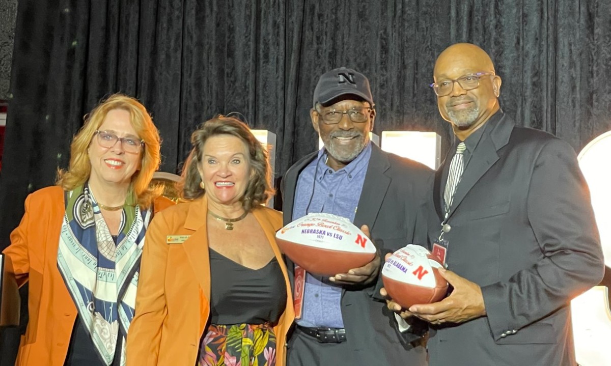 Orange Bowl Committee presenting to Johnny Pitts and Willie Harper