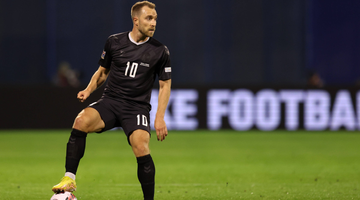 Christian Eriksen playing for Denmark.