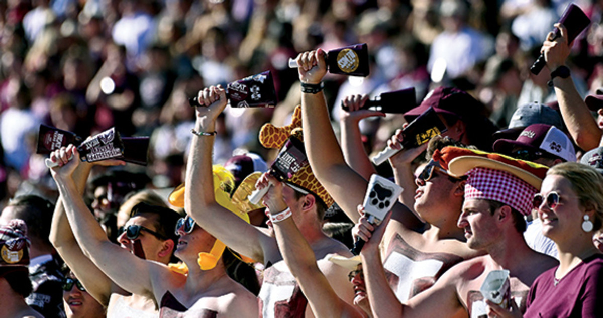 Mississippi State fans ring cowbells.