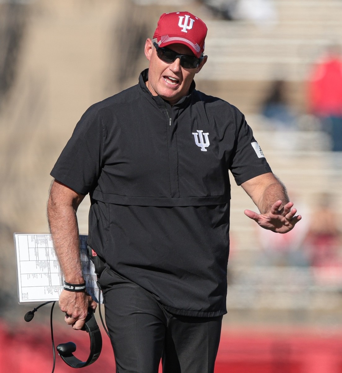 Indiana coach Tom Allen reacts during the second half against the Rutgers Scarlet Knights at SHI Stadium. (Vincent Carchietta-USA TODAY Sports)
