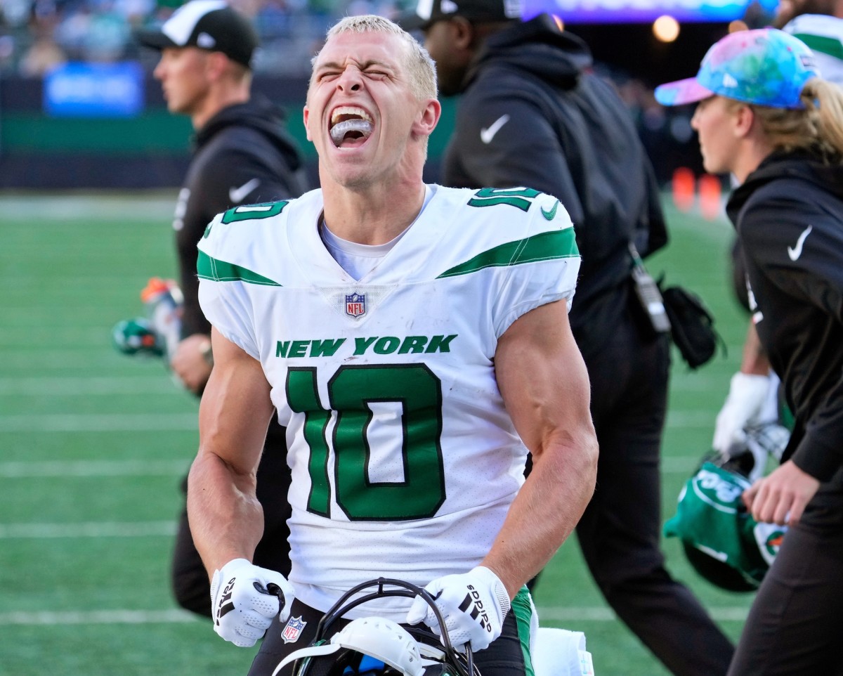 New York Jets, wide receiver Braxton Berrios, celebration, touchdown