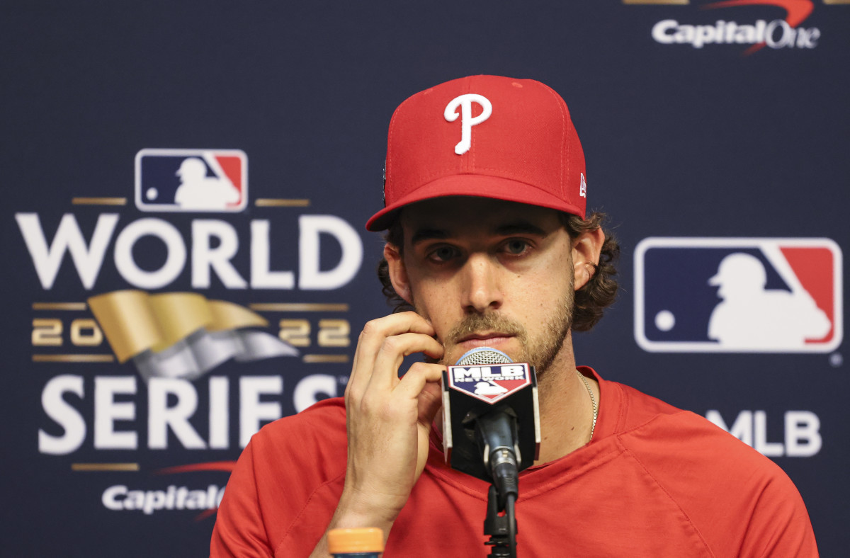 Nola addresses the media ahead of his Game 1 start.