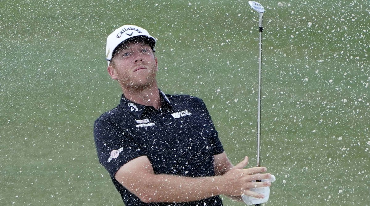 Talor Gooch hits out of a bunker at the 2022 LIV Golf Miami Team Championship.