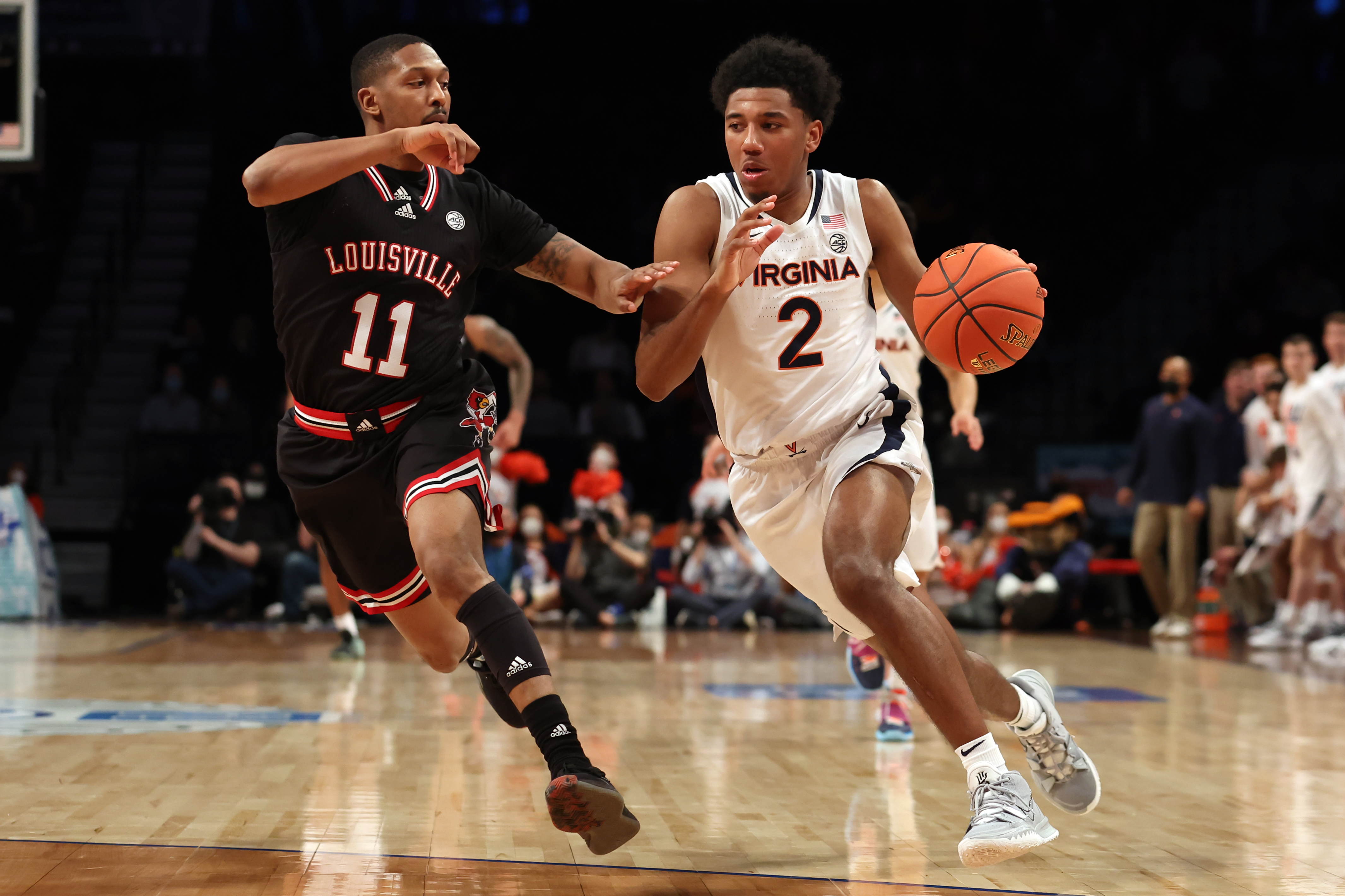 #2 Reece Beekman drives to the basket in the ACC Tournament vs Louisville