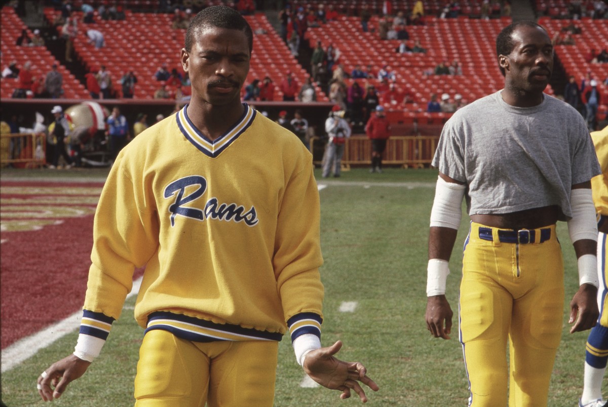 Flipper Anderson warms up before a game against the 49ers.